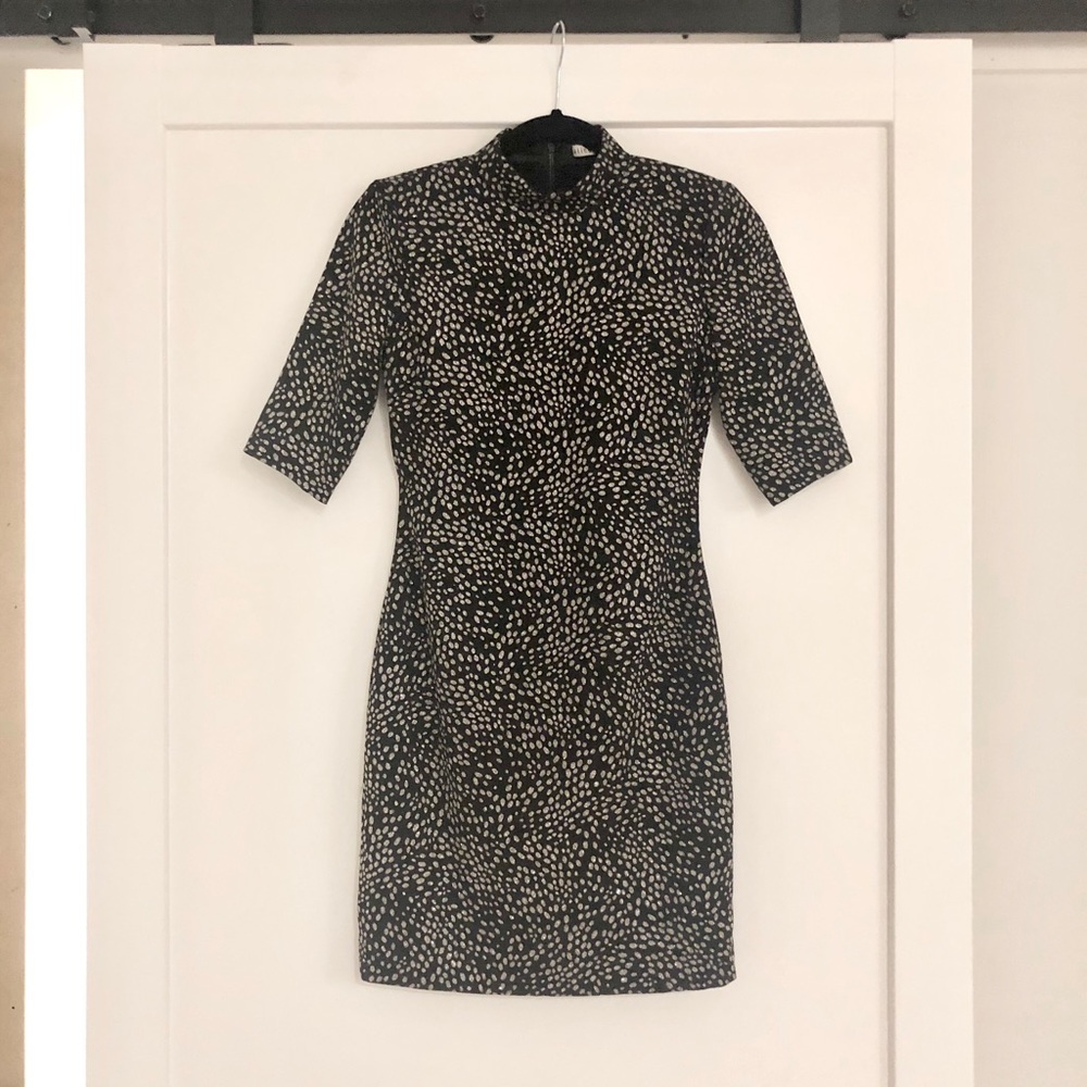 Inka Strong Shoulder Mock Neck Dress
